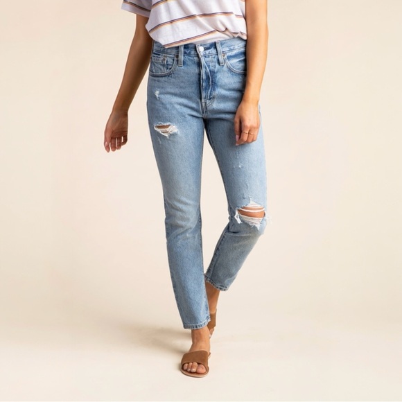 Levi’s 501 High Rise Skinny Jeans In Medium Blue Wash - Picture 2 of 15